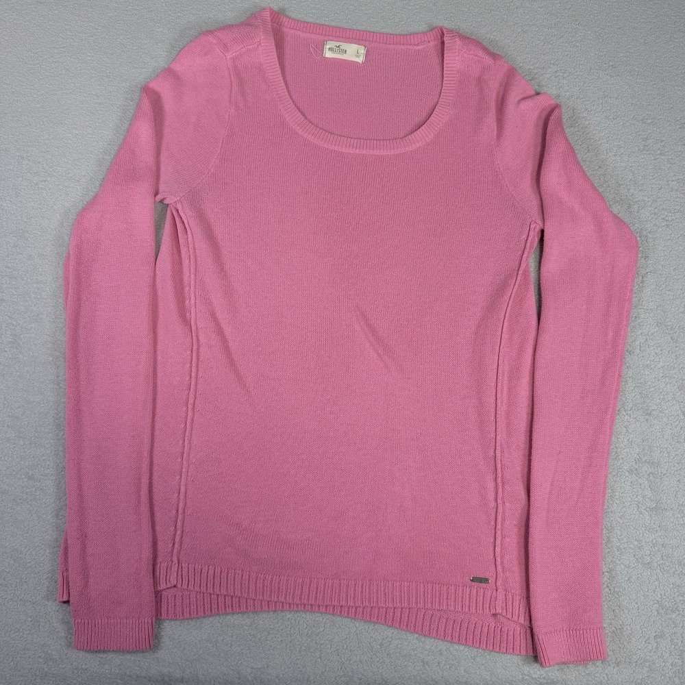 Hollister Womens Pink Scoop Neck Lightweight Knit Sweater Size L Y2K
